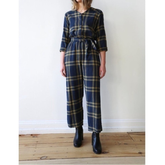 Ace & Jig Button Front Jacob 3/4 Sleeve Belted Jumpsuit In Anemone Textile